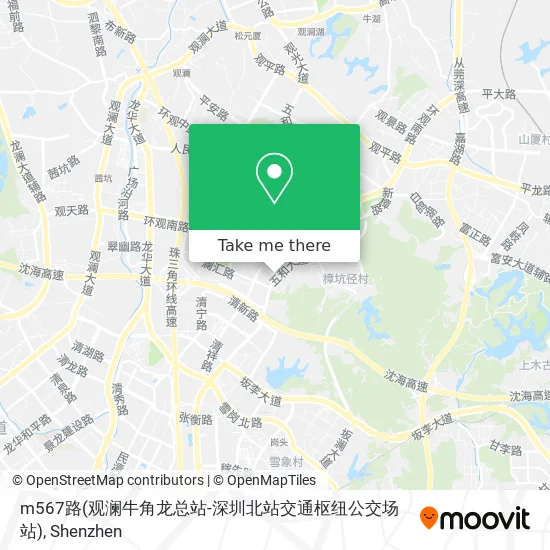 m567路(观澜牛角龙总站-深圳北站交通枢纽公交场站) map
