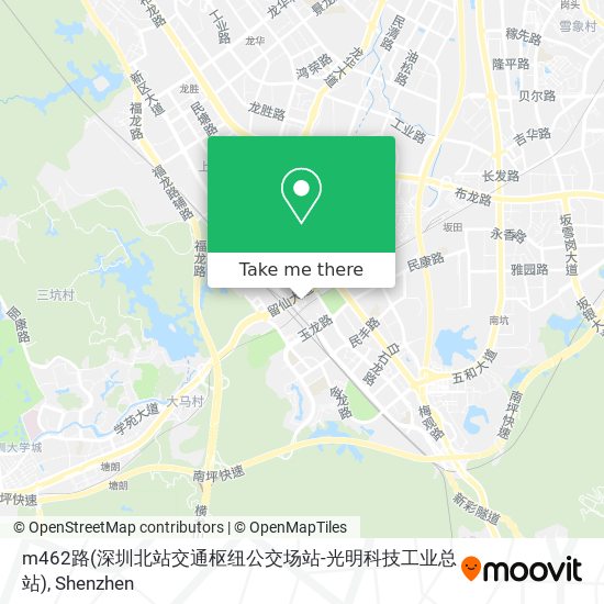 m462路(深圳北站交通枢纽公交场站-光明科技工业总站) map