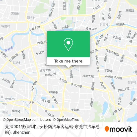 莞深001线(深圳宝安松岗汽车客运站-东莞市汽车总站) map