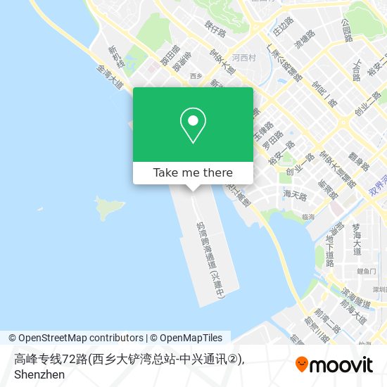 高峰专线72路(西乡大铲湾总站-中兴通讯②) map