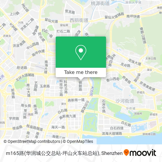 m165路(华润城公交总站-坪山火车站总站) map