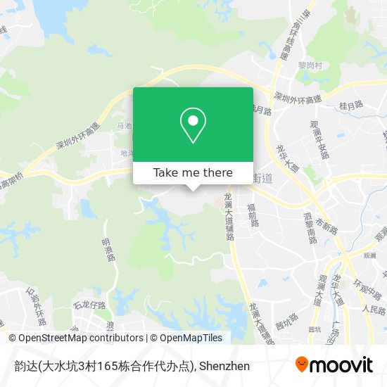 韵达(大水坑3村165栋合作代办点) map