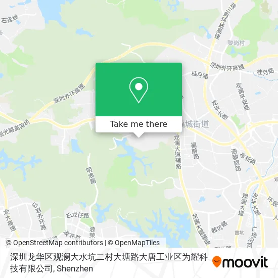 深圳龙华区观澜大水坑二村大塘路大唐工业区为耀科技有限公司 map