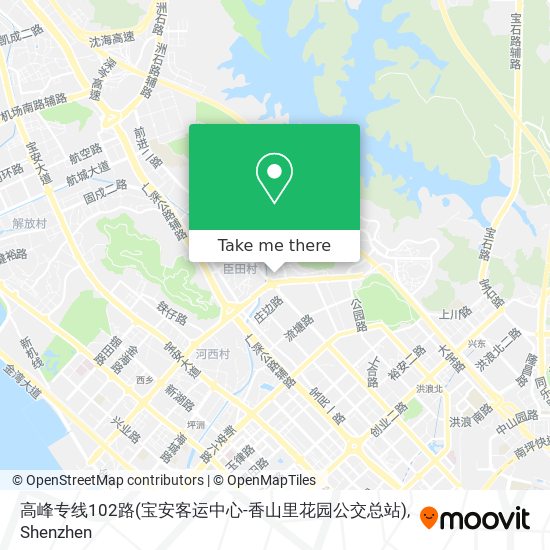 高峰专线102路(宝安客运中心-香山里花园公交总站) map