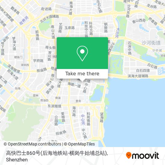 高快巴士860号(后海地铁站-横岗牛始埔总站) map