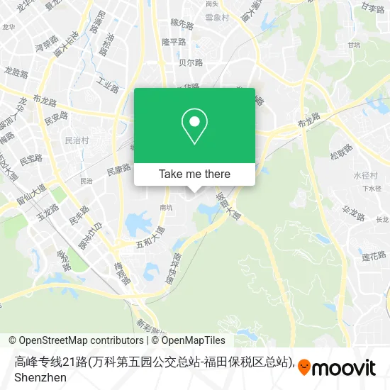 高峰专线21路(万科第五园公交总站-福田保税区总站) map