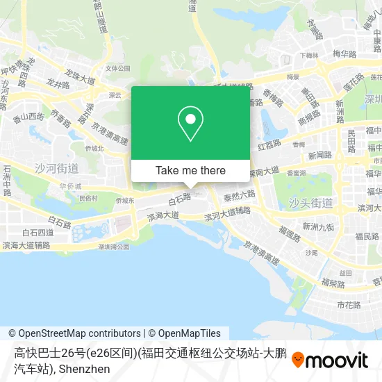 高快巴士26号(e26区间)(福田交通枢纽公交场站-大鹏汽车站) map