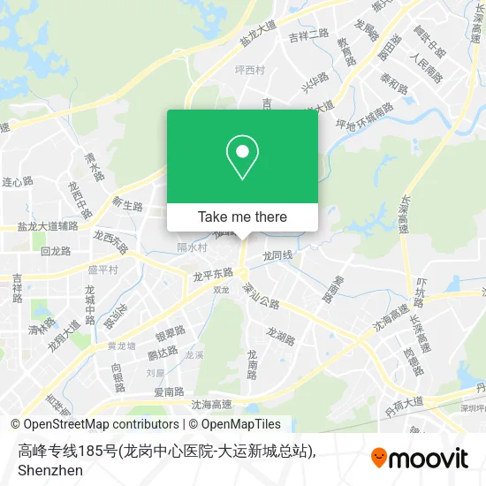高峰专线185号(龙岗中心医院-大运新城总站) map