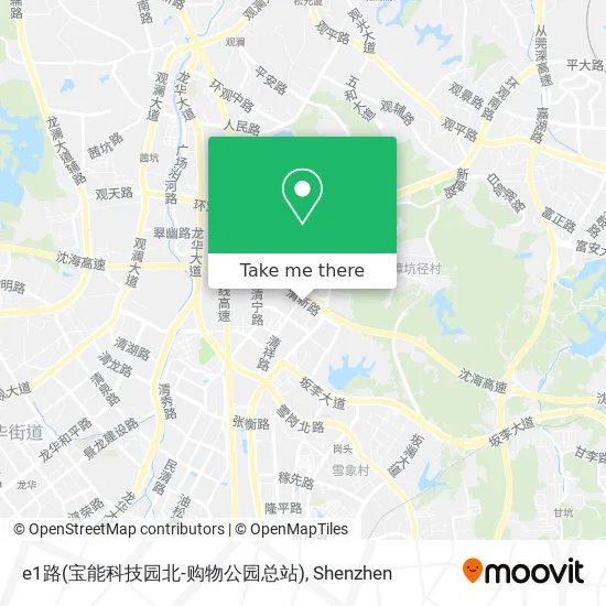 e1路(宝能科技园北-购物公园总站) map