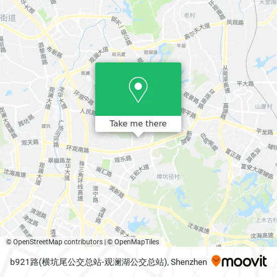 b921路(横坑尾公交总站-观澜湖公交总站) map