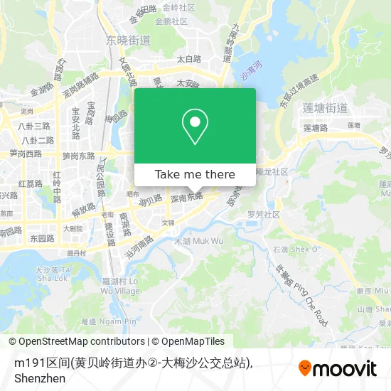 m191区间(黄贝岭街道办②-大梅沙公交总站) map