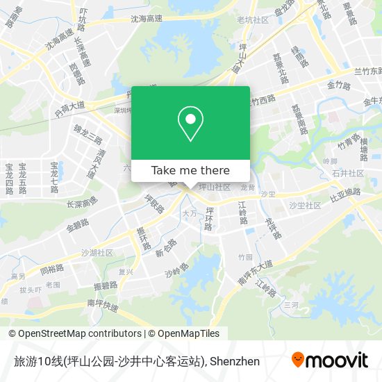 旅游10线(坪山公园-沙井中心客运站) map