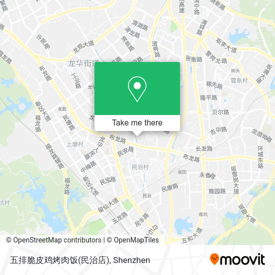 五排脆皮鸡烤肉饭(民治店) map