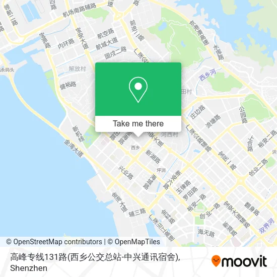高峰专线131路(西乡公交总站-中兴通讯宿舍) map