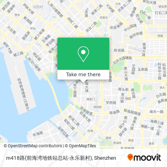 m418路(前海湾地铁站总站-永乐新村) map