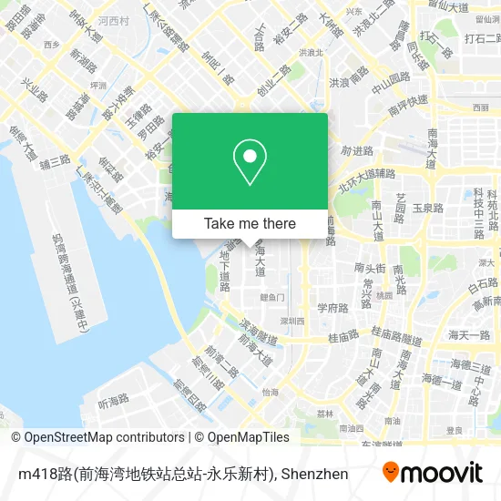m418路(前海湾地铁站总站-永乐新村) map