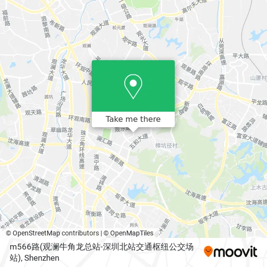m566路(观澜牛角龙总站-深圳北站交通枢纽公交场站) map