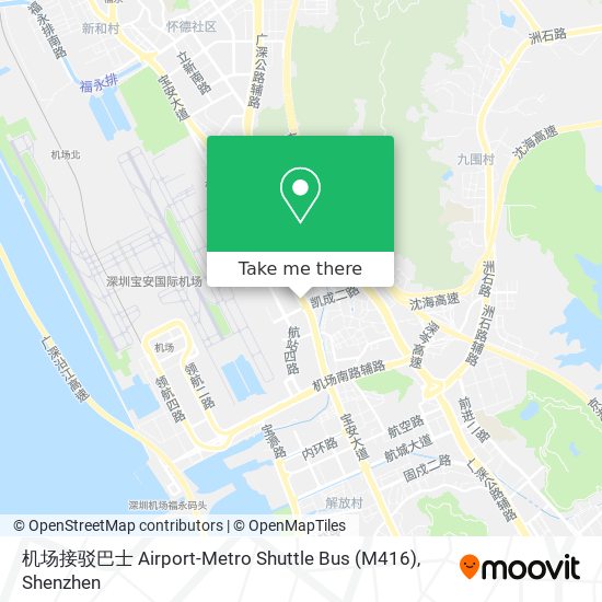 机场接驳巴士 Airport-Metro Shuttle Bus (M416) map