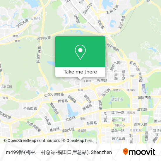 m499路(梅林一村总站-福田口岸总站) map