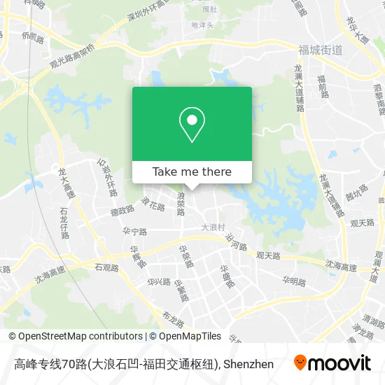 高峰专线70路(大浪石凹-福田交通枢纽) map