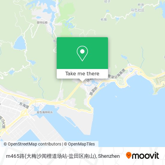 m465路(大梅沙闻檀道场站-盐田区南山) map