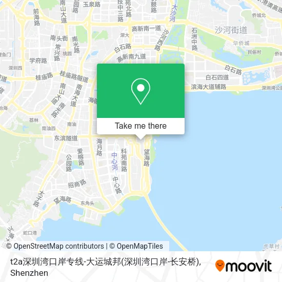 t2a深圳湾口岸专线-大运城邦(深圳湾口岸-长安桥) map