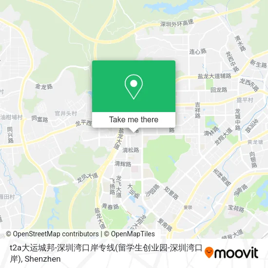 t2a大运城邦-深圳湾口岸专线(留学生创业园-深圳湾口岸) map