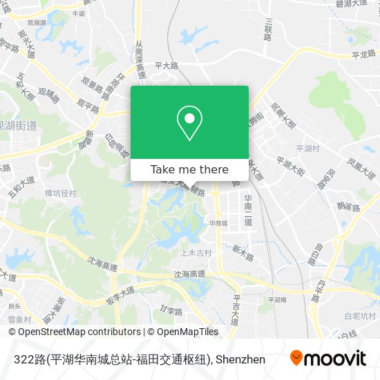 322路(平湖华南城总站-福田交通枢纽) map