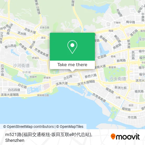 m521路(福田交通枢纽-坂田互联e时代总站) map