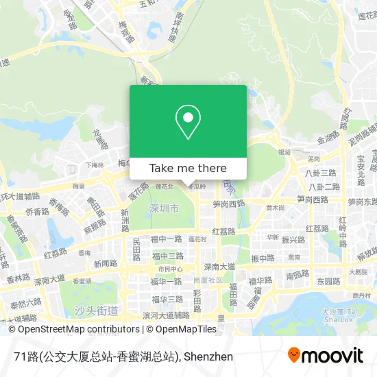 71路(公交大厦总站-香蜜湖总站) map