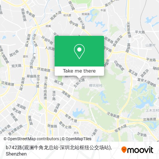 b742路(观澜牛角龙总站-深圳北站枢纽公交场站) map