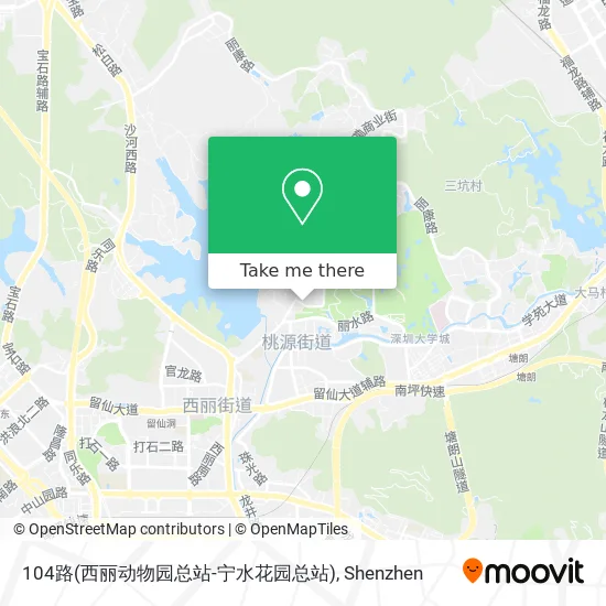 104路(西丽动物园总站-宁水花园总站) map