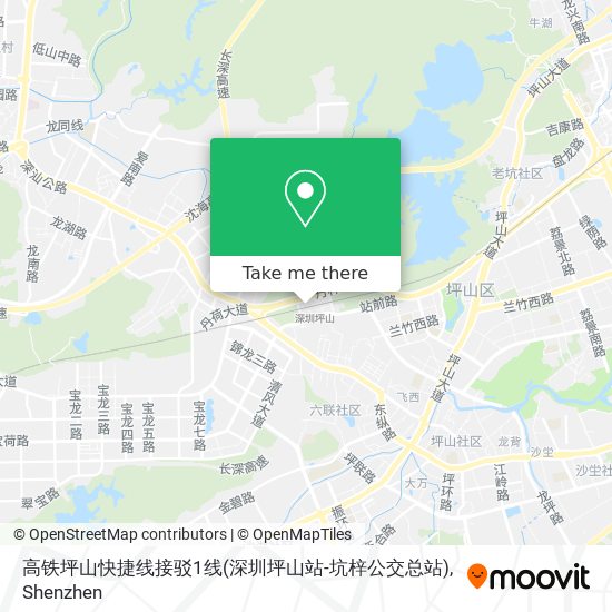 高铁坪山快捷线接驳1线(深圳坪山站-坑梓公交总站) map