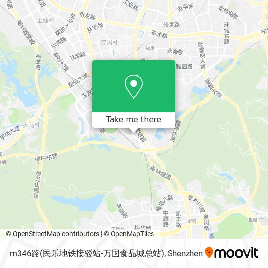 m346路(民乐地铁接驳站-万国食品城总站) map