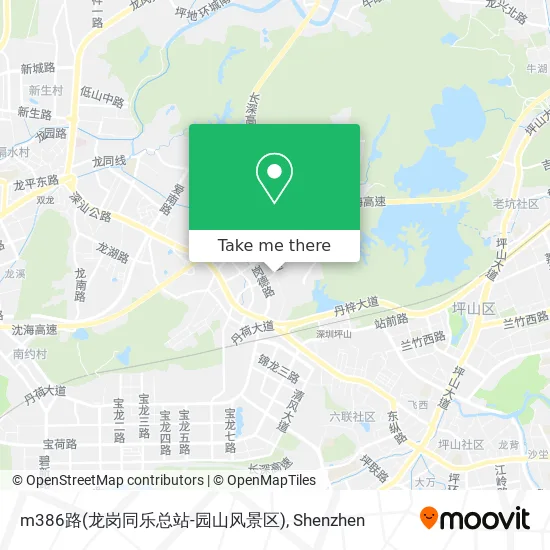 m386路(龙岗同乐总站-园山风景区) map