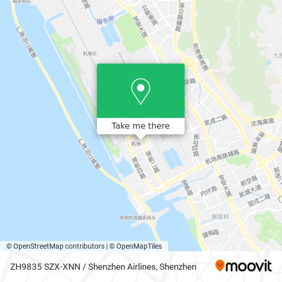 ZH9835 SZX-XNN / Shenzhen Airlines map