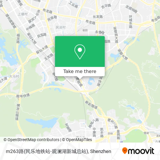 m263路(民乐地铁站-观澜湖新城总站) map