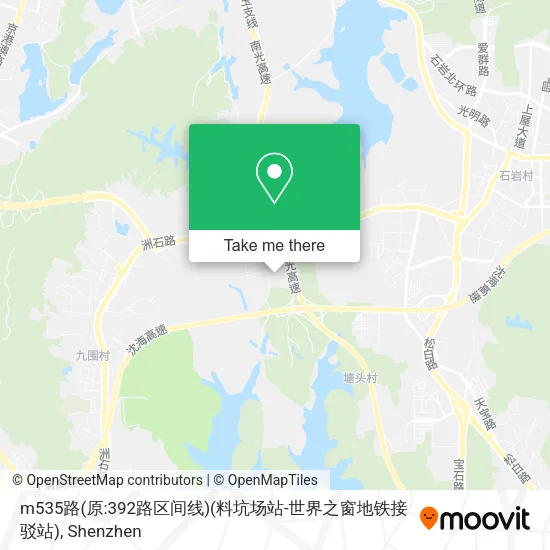 m535路(原:392路区间线)(料坑场站-世界之窗地铁接驳站) map