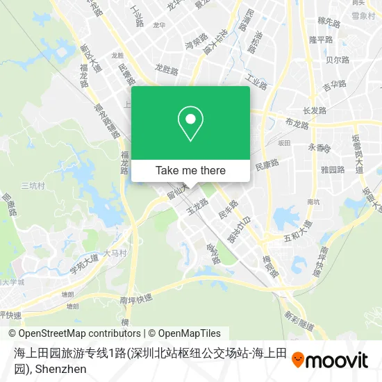 海上田园旅游专线1路(深圳北站枢纽公交场站-海上田园) map