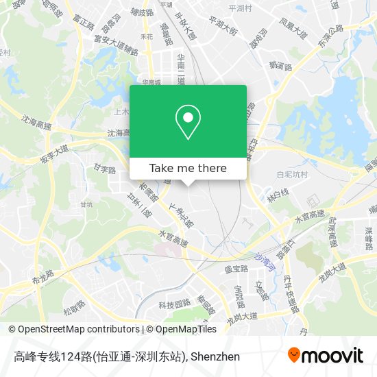 高峰专线124路(怡亚通-深圳东站) map