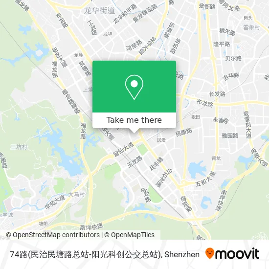 74路(民治民塘路总站-阳光科创公交总站) map