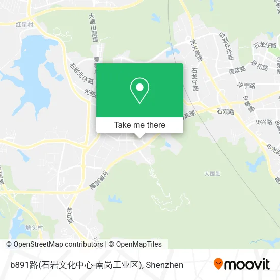 b891路(石岩文化中心-南岗工业区) map