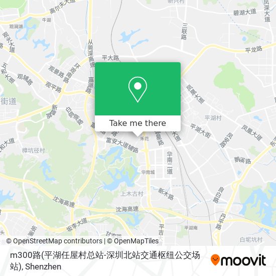 m300路(平湖任屋村总站-深圳北站交通枢纽公交场站) map
