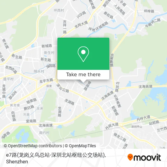 e7路(龙岗义乌总站-深圳北站枢纽公交场站) map