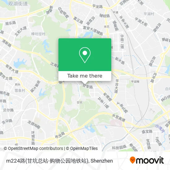 m224路(甘坑总站-购物公园地铁站) map