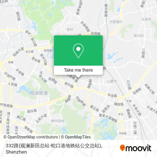 332路(观澜新田总站-蛇口港地铁站公交总站) map