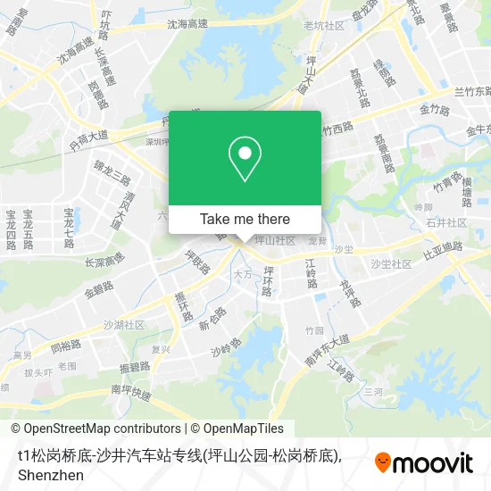 t1松岗桥底-沙井汽车站专线(坪山公园-松岗桥底) map