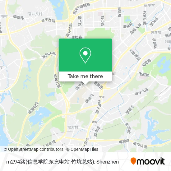 m294路(信息学院东充电站-竹坑总站) map
