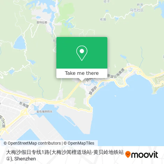 大梅沙假日专线1路(大梅沙闻檀道场站-黄贝岭地铁站①) map
