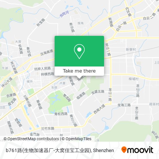 b761路(生物加速器厂-大窝佳宝工业园) map